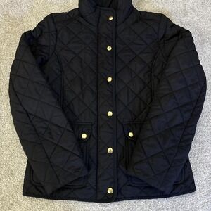 J.Crew Black Quilted Puffer Jacket Women's Small Zip Snap
